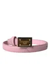 DOLCE & GABBANA PINK LEATHER GOLD SQUARE METAL BUCKLE BELT