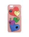 Dolce & Gabbana Pink Leather Heart Crystal Phone Case