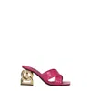 Dolce & Gabbana Fuchsia Mules With Dg Logo Heel In Patent Leather Woman