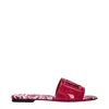 Dolce & Gabbana Dg Logo Flat Sandals In Calf Leather In Pink