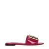 Dolce & Gabbana Pink Leather Slippers In Red