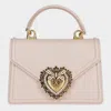 Dolce & Gabbana Women's Small Devotion Leather Top Handle Bag In Powder