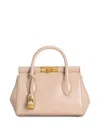 Dolce & Gabbana Pink Leather Tote Bag With Dg Logo In Beige