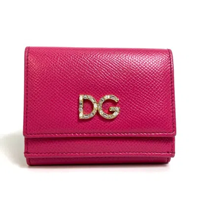 Pre-owned Dolce & Gabbana Pink Leather Wallet (tri-fold) ()