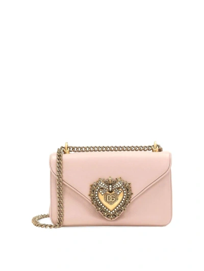 Dolce & Gabbana Pink Leopard Print Chain Bag In Nude & Neutrals