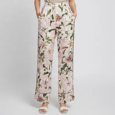 Pre-owned Dolce & Gabbana Pink Lily Print Satin Wide Leg Trousers S