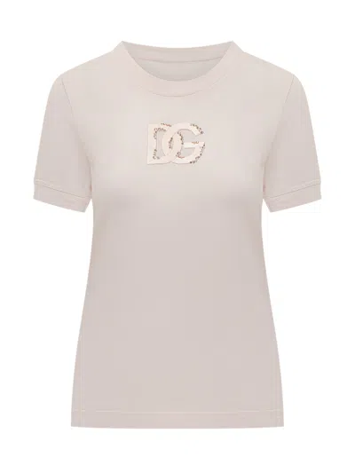 Dolce & Gabbana Pink Logo Crew Neck T-shirt
