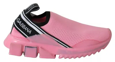 Dolce & Gabbana Pink Low Top Sorrento Trainers Slip On Casual Shoes