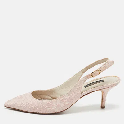 Pre-owned Dolce & Gabbana Pink Lurex Fabric Slingback Pumps Size 37.5