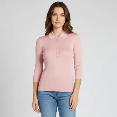 Pre-owned Dolce & Gabbana Pink Lurex Rib Knit Button Up Polo Shirt S