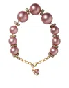 Dolce & Gabbana Pink Maxi Faux Pearl Beads Crystals Gold Chain Necklace In Pink