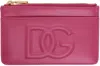 DOLCE & GABBANA PINK MEDIUM CALFSKIN 'DG' LOGO CARD HOLDER