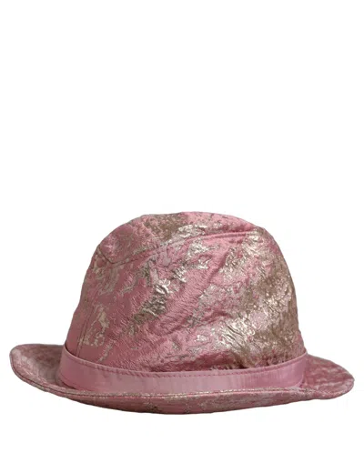 Pre-owned Dolce & Gabbana Pink Metallic Jacquard Pattern Bucket Capello Women's Hat ()