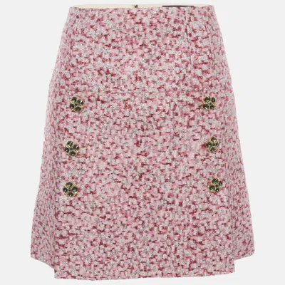 Pre-owned Dolce & Gabbana Pink Metallic Jacquard Zip Up Mini Skirt S