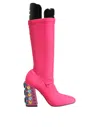 Dolce & Gabbana Pink Crystal Lurex Fantasy High Boots Shoes