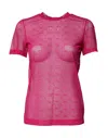 Dolce & Gabbana Pink Nylon See Through Women Short Sleeves Top