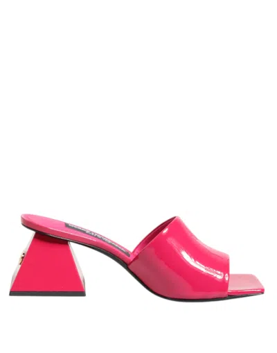 DOLCE & GABBANA DOLCE & GABBANA PINK OPEN TOE BLOCK HEEL MULES SANDALS WOMEN'S SHOES