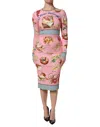 Dolce & Gabbana Pink Pastry Print Bodycon Sheath Midi Dress In Multi