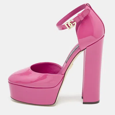 Pre-owned Dolce & Gabbana Pink Patent Leather Platform Pumps Size 39.5
