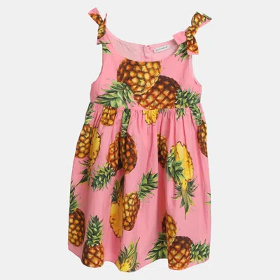 Pre-owned Dolce & Gabbana Pink Pineapple Print Dress 4 Yrs