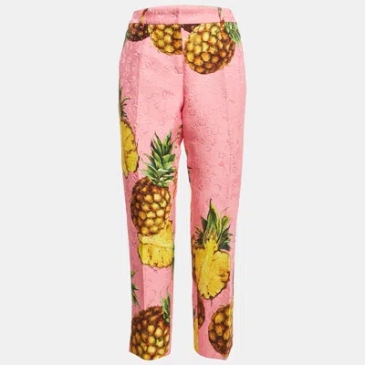 Pre-owned Dolce & Gabbana Pink Pineapple Print Jacquard Trouser M