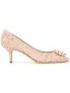 Dolce & Gabbana Crystal-embellished Corded Lace And Mesh Pumps In Pink