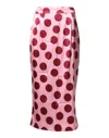 Dolce & Gabbana Pink Polka Dot Silk Pencil Cut Midi Skirt In Multi