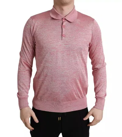 Pre-owned Dolce & Gabbana Pink Polyester Collared Men Pullover Men's Sweater ()