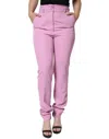 Dolce & Gabbana Pink Polyester High Waist Women Tapered Pants In Red