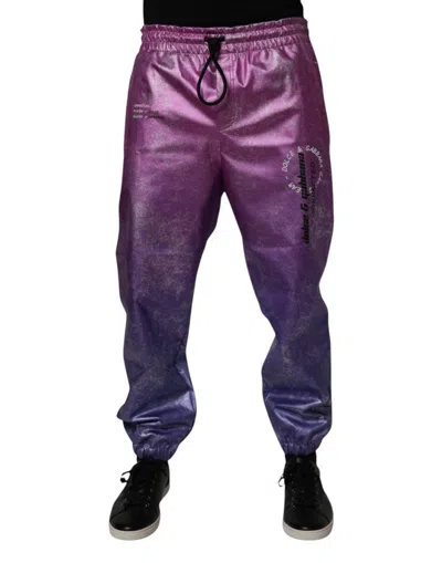 Pre-owned Dolce & Gabbana Pink Purple Two Tone Jogger Sweatmen's Men's Pants