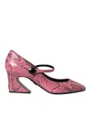 Dolce & Gabbana Pink Python Leather Mary Jane Heels Shoes In Pink