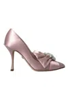 Dolce & Gabbana Pink Silk Clear Crystal Pumps Classic Shoes