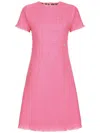 Dolce & Gabbana Raschel Tweed Calf-length Dress With Dg Logo In Pink