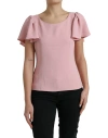 Dolce & Gabbana Pink Short Sleeves Round Neck Blouse Top In Pink
