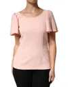 Dolce & Gabbana Pink Short Sleeves Round Neck Blouse Top In Pink
