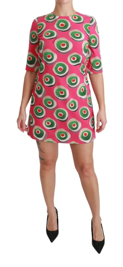 Dolce & Gabbana Sicily Cupcake Print Silk Shift Dress In Multi