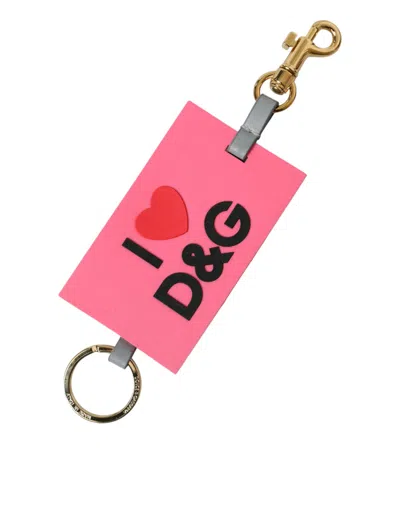 Dolce & Gabbana Pink Silicone Dg Logo Gold Brass Keychain