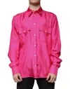 Dolce & Gabbana Pink Silk Collared Button Down Men Shirt In Pink