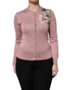 Dolce & Gabbana Pink Silk Knit Button Down Cardigan Sweater In Pink