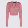 Dolce & Gabbana Lace-trimmed Cropped Cardigan In Rosa Polvere