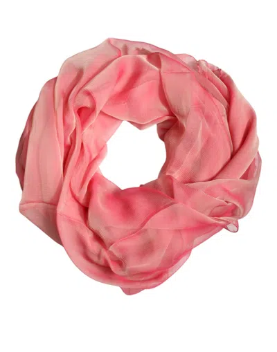 DOLCE & GABBANA PINK SILK RECTANGLE WOMEN WRAP SHAWL SCARF