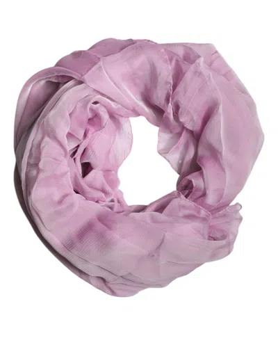 Dolce & Gabbana Pink Silk Rectangle Women Wrap Shawl Scarf In Purple