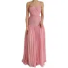 Dolce & Gabbana Pink Silk Strapless Maxi A-line Gown Dress
