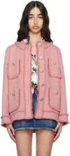 Dolce & Gabbana Rachel Tweed Single-breasted Collarless Jacket In F0473 Rosa Polvere S