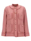 Dolce & Gabbana Rachel Tweed Single-breasted Collarless Jacket In Peach