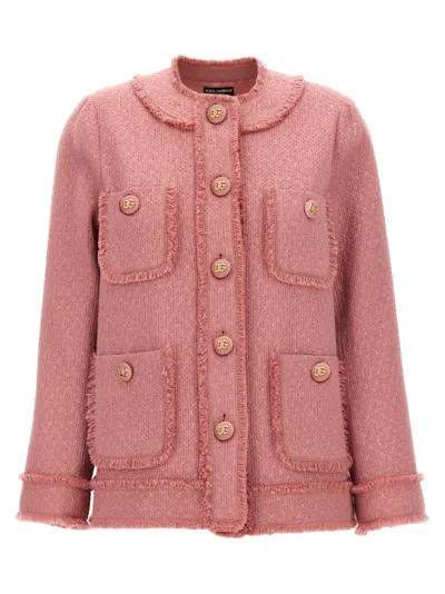 DOLCE & GABBANA PINK SINGLE-BREASTED WOOL BLAZER