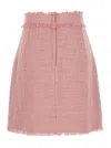 Dolce & Gabbana Pink Skirt With Logoed Buttons And Frayed Edges In Cotton Tweed Woman In Pink