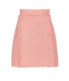 Dolce & Gabbana Pink Skirt With Logoed Buttons And Frayed Edges In Cotton Tweed Woman In Pink