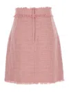Dolce & Gabbana Pink Skirt With Logoed Buttons And Frayed Edges In Cotton Tweed Woman In Pink