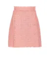 Dolce & Gabbana Pink Skirt With Logoed Buttons And Frayed Edges In Cotton Tweed Woman